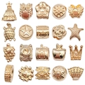 Set di 20 perline e ciondoli dorati a foro largo per la creazione di gioielli fai-da-te - Stili Misti (HK775) / Set da 20 Pezzi / Oro KC