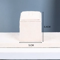 Macro view of beige velvet jewelry display stand for rings with 6.4cm height dimensions - Square Ring Stand