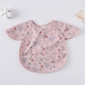 Pink floral baby bib smock with waterproof fabric and wing sleeve design - Shawl - Flowers And Fruits / One Size