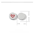 Detail view of 8mm heart stud earrings in stainless steel and red enamel with dimensions - Silver Red Heart Bead