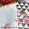 Silicone mold for DIY heart and chocolate cookies with precise size measurements - Clear