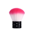 Brosse à ongles rose dégradé avec manche noir à strass et tête champignon douce - Brosse À Poussière Pour Base Rose Rouge