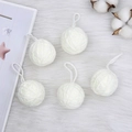 Set of 5 white handcrafted cotton yarn balls with hanging loops for Christmas DIY decor - Yarn Ball Style (B-34) / 5 Pieces / White