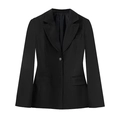 Slim fit women's black blazer jacket with shoulder pads and notched lapel - XS / Black