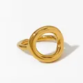 Adjustable geometric hollow circle ring in gold finish with mirror polished surface - Hollow Geometric Open Ring (B588) / Gold
