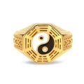 Goldener Tai Chi Yin Yang Bagua Ring für Herren, minimalistischer Edelstahlring im Chinastil - US 7 / Gold