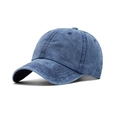 Side view of washed cotton baseball cap in vintage navy blue with curved brim and six panels - Adjustable Kids Size (52-55cm) / Navy Blue