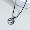 Collana da uomo con ciondolo a forma di basket nero e catena a scatola geometrica - Nero