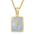 Goldene 18K Edelstahl-Halskette mit Buchstabe F auf rosa Muschel-Anhänger - Blau Muschel Buchstabe F Stil (Mit Kette)