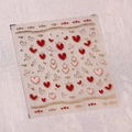 Romantic heart nail stickers in red and gold finish with crown and star patterns M-551 - M-551 Pink Heart Style / Red Heart with Pink Border