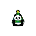 Christmas tree panda enamel pin with colorful ornaments and gold star badge - Panda Peeking from Christmas Tree (CZ2288-1)