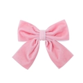 Pink velvet bow hair clip for girls, elegant soft fabric floral hair accessory for kids - Pink