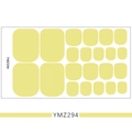 Detailed sheet of YMZ294 solid yellow self-adhesive 3D toenail stickers in various sizes - YMZ294-Golden Yellow