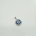 Silver round pendant with iridescent shell inlay and two sparkling zircon birds - Bird / Silver (Abalone Shell)