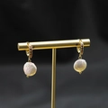 Elegant 925 silver earrings with red crystals and natural baroque pearls on gold hoops - Hoop White Small-12mm-Red Zirconia