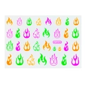 Dettaglio di adesivi per unghie neon arancioni e verdi per nail art creativa - WG6080 (Fiamma)