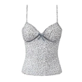 Damen Camisole Top mit Leopardenmuster aus Mesh, Spaghettiträgern und Schleife - S / Oberteile