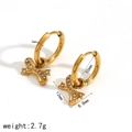 Orecchini a cerchio eleganti in acciaio inossidabile placcato oro 18k con fiocco - Stile Fiocco in Zircone (TE60050)