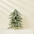 Mini 40cm artificial Christmas tree with snow-dusted needles and natural wood base - Spray White Frost Naked Tree