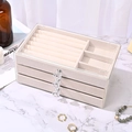 Three-layer acrylic jewelry box with beige velvet lining and crystal drawer handles - Beige 3 Layers / 23.5*13.5*11cm