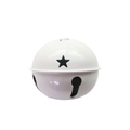 Glossy white metal star bell ornament with decorative cutouts for Christmas tree decor - Painted White