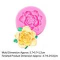 Pink silicone blooming rose mold with finished 4.7x4.3x0.6cm fondant flower - 3# Rose / Pink