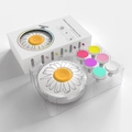 White daisy-style electric nail trimmer set with six colorful grinding heads - Set of 6 Heads / English Color Box / Daisy White