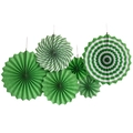 Green paper fan decoration set with stripes and dots for party wall decor - Green Stripe