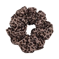 Large leopard print hair scrunchie with classic brown and black spots pattern - Leopard Coffee