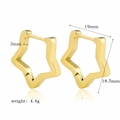 Star-shaped 18k gold stainless steel earrings with 19mm size and weight details - Gold Five-Point Star Earrings (TE6028-19-19)