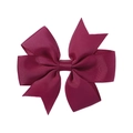 Handmade dark red grosgrain ribbon bow hair clip for girls with ribbed texture detail - Dark Red (174)