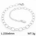 Minimalist silver stainless steel square wire anklet 230x6mm on white background - Metallic Chain Style (KJ3728-Z) / Silver
