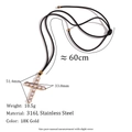 Collana con ciondolo a croce in acciaio inossidabile placcato oro 18K e cordino - Pendente 51.4mm*33.8mm / Lunghezza corda 60cm / Cordoncino Oro-Nero