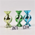 Blue and green 12cm candy-shaped Christmas ornaments with white glitter stripes - Set 13 (Blue & Green Metallic Candy 12cm - 3pcs)