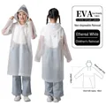 Impermeabile bianco traslucido in EVA per bambini con cappuccio e bottoni per l'esterno - Bianco (Bambino Bocca Larga 90g)