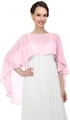 Detail showing sheer pink chiffon evening shawl texture and drape over a white dress - Light Pink
