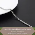 Chaîne en acier inoxydable argenté 4,4mm pour création bijoux DIY, pack 1 mètre - Chaîne Gourmette Polie Double Face 4,4mm 1m