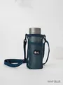 Navy blue mesh water bottle carrier with adjustable strap for kids water bottles - Navy Blue