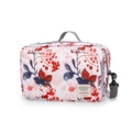 Wasserdichte Wickeltasche mit rot-blauem Blumenmuster und verstellbarem grauem Gurt - Tintenblume