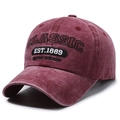 Gorra de béisbol retro en algodón burdeos lavado con bordado clásico de 1889 - Ajustable / Rojo