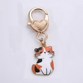 Calico cat enamel keychain with golden heart-shaped lobster clasp for bag accessory - Cute Cat Calico