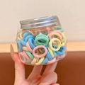 Barattolo di elastici per capelli colorati ad alta elasticità in tonalità pastello macaron - Barattolo / 2# Anelli per Capelli Serie Caramella (140 Pezzi)