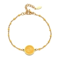 Detail of gold stainless steel beaded bracelet featuring a yellow Cancer zodiac charm - Stainless Steel / Cancer-Yellow