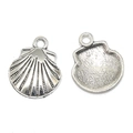 Silver scallop shell alloy charms with detailed texture for DIY jewelry making - Mini Scallop (A4-047) / Antique Silver