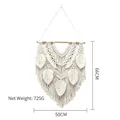 Handmade boho macrame wall hanging with off-white leaf pattern 50x66cm size - 50*66cm / Off White