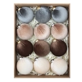 Set di 12 palline di Natale in velluto dai toni neutri con tappi dorati in scatola - 6CM/Set da 12 / Grigio+Cammello+Marrone+Bianco sporco