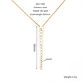 Detailed specs of 18k gold plated stainless steel necklace with pearl tassel drop - Chain length 38+5cm (Pendant 90mm) / Gold