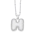 Silver letter H initial necklace with shimmering zircon stones on white background - Letter H / Silver