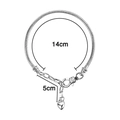 Minimalist silver snake chain bracelet with heart pendant and 5cm extension - Silver (14cm+5cm)