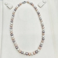 Classic 925 silver necklace with multi-color white, pink and purple pearls - 6-7mm Pearl/Yuanbao Clasp / Multicolor (White/Purple/Pink)